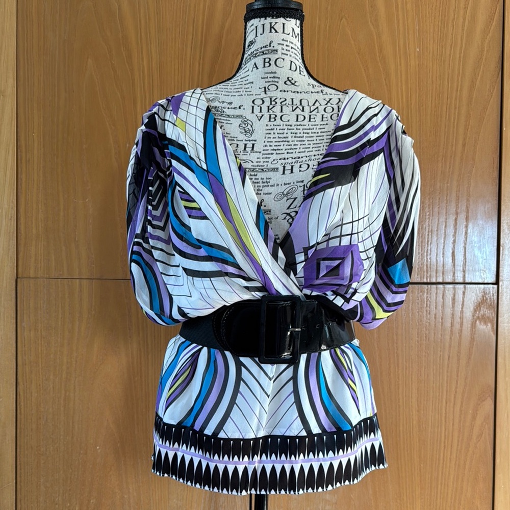 Bebe Blue and Purple Blouse Size Small